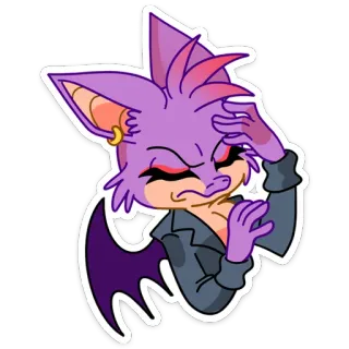 🤦 831331c4 Rouge the Bat rosso, pipistrello, Sonic, confuso, pensando, adesivo telegram sticker