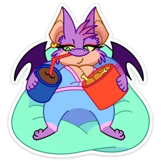 😏 871cf88b pipistrello, cartoni animati, cibo, bevanda, adesivo, personaggio telegram sticker