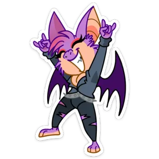 🤘 a4ab539e pipistrello, cartone animato, animale, rock and roll, viola, gesto telegram sticker