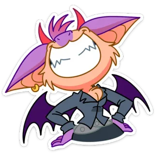 😆 fa82edef cartone animato, pipistrello, animale, divertente, personaggio, adesivo telegram sticker