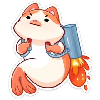🚀 30d4bea2 kucing, roket, stiker, binatang, kartun whatsapp sticker