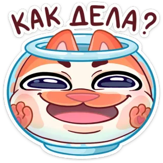❓ 3ca7d776 КАК ДЕЛА? kucing, pertanyaan, rusia, kartun, lucu whatsapp sticker