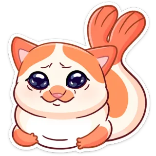 🐟 55824067 kucing, udang, sushi, kawaii, hewan, imut, makanan whatsapp sticker