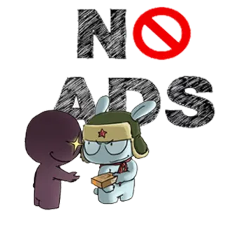🙁 0b6a5177 NO ADS publicités, annuler, lapin, dessin animé, offre telegram sticker