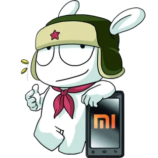 😂 dfb1b482 xiaomi, mascotte, chapeau, étoile rouge, téléphone telegram sticker