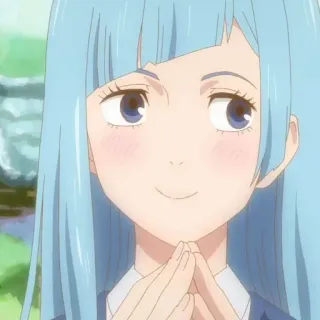 🦋 1f5d28c5 ragazza anime, capelli blu, cartone animato, sorridente, carina telegram sticker