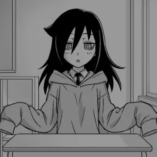 ➰ 0d62e812 Tomoko Kuroki WataMote anime, manga, girl, school uniform, black hair, embarrassed, awkward, character telegram sticker
