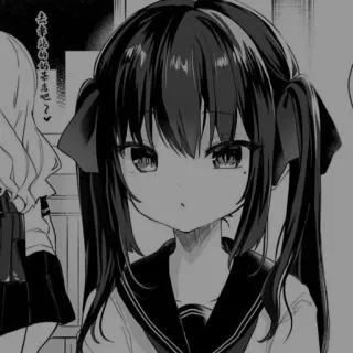 ➰ 25b0fd07 去考虑的茶吧吧～？ anime girl, manga, cartoon, black and white, illustration telegram sticker