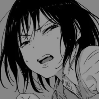 ➰ 6165a46d anime, girl, sad, exhausted, manga, black and white telegram sticker