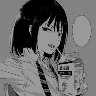 ➰ a7f8f3d2 北海道 anime, milk, drinking, japanese, schoolgirl, beverage telegram sticker