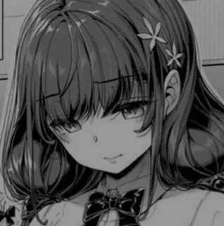 ➰ af31631f anime, manga, girl, school uniform, sad, black and white telegram sticker