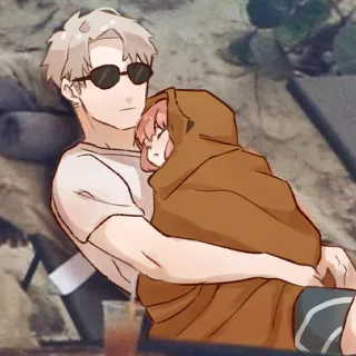 ❤️ de0e6b56 Anime, Coppia, Spiaggia, Rilassato, Cartone animato, Carino, Animato telegram sticker