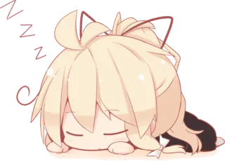 😪 35e73000 ZZZZ śpiący, śpi, chibi, słodki, anime, kocie uszy, dziewczyna whatsapp sticker