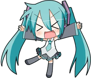 😆 d4102126 Hatsune Miku Anime, Chibi, Vocaloid, Hatsune Miku, Słodkie whatsapp sticker