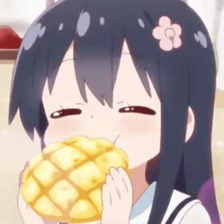 ☺️ 606078b1 Аниме, Еда, Хлеб, Девочка, Милый whatsapp sticker