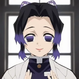 ☺️ ae096844 Shinobu Kocho Demon Slayer Аниме, Клинок, рассекающий демонов, Шинобу Кочо, Мультфильм, Улыбается, Персонаж whatsapp sticker