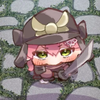 😳 05a70ebd アニメ, ちび, 可愛い, 侍, かわいい, ピンク髪, 剣 whatsapp sticker