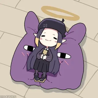 😴 67fe2f91 Ninomae Ina'nis Hololive アニメガール, バーチャルユーチューバー, ホロライブ, 可愛い, 一伊那尓栖, 天使, VTuber whatsapp sticker