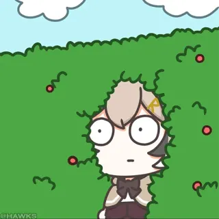 😐 92bb271d @HAWKS 漫画, びっくり, 茂み, デジタルアート whatsapp sticker