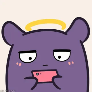 😐 92ebaa66 可愛い, 漫画, クマ, 紫, 光輪 whatsapp sticker