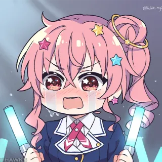 😭 e7963a5d アニメ, 泣き, ちび, かわいい, アイドル, ピンク髪, 可愛い, 星 whatsapp sticker