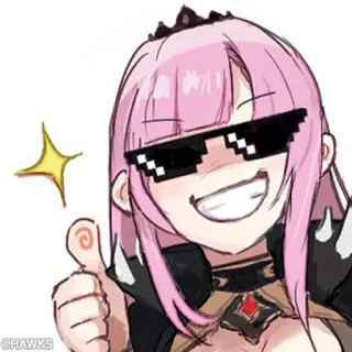 👍 ec76d470 Calliope Mori アニメ, 女の子, キャラクター, ファンアート, ピンク髪, サングラス whatsapp sticker