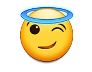 😇 8a106e1e 表情符号, 天使, 光环, 眨眼, 微笑, 黄色 telegram sticker