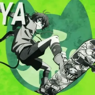 🚗 b92ec29e 滑板, 动漫, 角色, 滑冰, 绿色, 卡通 telegram sticker