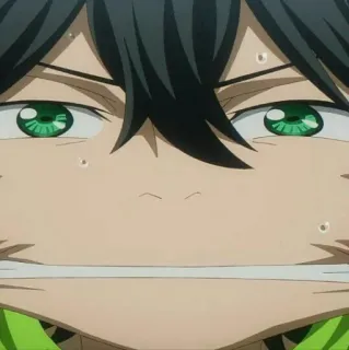 🚗 e752f635 动漫, 面部表情, 汗, 特写, 绿眼睛 telegram sticker