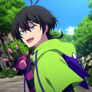 🛹 1959fd63 Reki Kyan SK8 the Infinity Anime, Charakter, Reki Kyan, SK8 the Infinity, Grüner Hoodie, Anime Junge telegram sticker