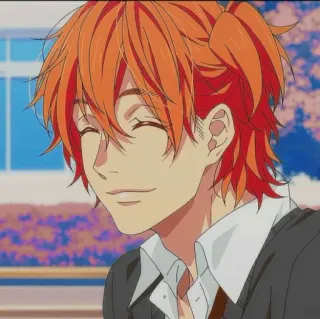 🥵 5d7c9816 Anime, Chico, Pelo naranja, Sonrisa, Retrato, Personaje, Feliz whatsapp sticker