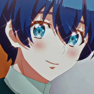 💜 76a7f5b1 anime, chico, pelo azul, lindo, brillo, manga whatsapp sticker