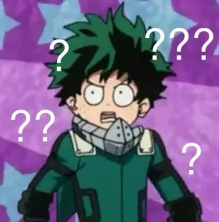 🙂 18a28e74 Izuku Midoriya My Hero Academia 动漫, 我的英雄学院, 绿谷出久, 问题, 困惑, Deku telegram sticker