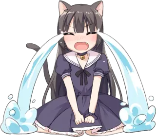 😭 09698289 우는, 애니, 슬픈, 소녀, 고양이 귀 telegram sticker