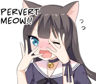 😳 216915b0 PERVERT MEOW!! 애니메이션, 고양이 소녀, 네코, 귀여운, 볼빨개짐, 야옹 telegram sticker