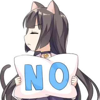 ❌ 5cc9b251 NO 고양이귀, 애니메이션, 아니오, 거절, 반대, 귀여운 telegram sticker
