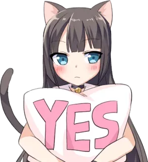 ⭕ 790311a8 YES 애니메이션, 고양이 소녀, 네코, 예, 동의 telegram sticker