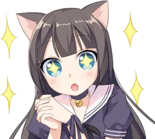 😍 9a38c377 애니메이션, 고양이 소녀, 반짝이, 귀여운, 만화 telegram sticker