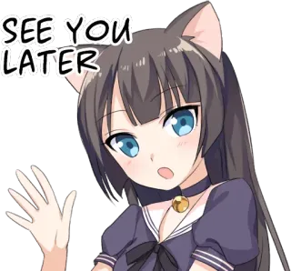 👋 a9389439 SEE YOU LATER 애니메이션, 고양이 소녀, 손 흔드는, 안녕, 또 봐 telegram sticker