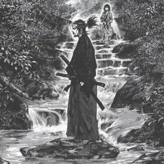 🤍 f4c3e1b0 Samurai, Spada, Katana, Manga, Giapponese, Guerriero, Fiume, Foresta whatsapp sticker