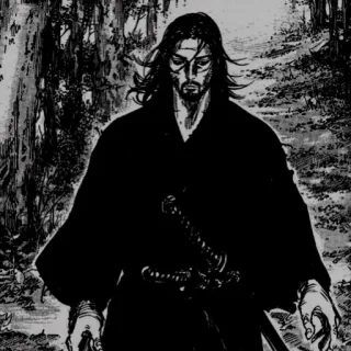 🖤 f4d10c9e Miyamoto Musashi Vagabond samurai, spada, katana, guerriero, manga, Vagabond, Miyamoto Musashi whatsapp sticker