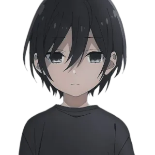 ❤ bdf10059 anime, con trai, buồn, tóc đen, dễ thương whatsapp sticker