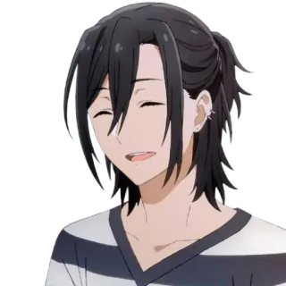 ❤ d0618331 anime, mỉm cười, nam, tóc đen whatsapp sticker