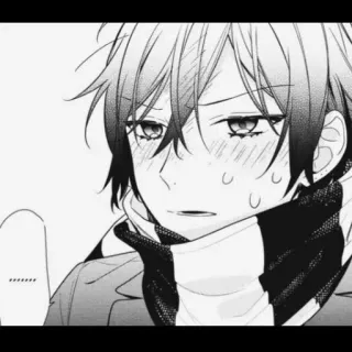 🖤 0c56871e ...... Anime, Mangá, Menino, Ruborizar, Preto e branco, Triste whatsapp sticker