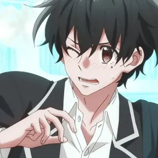 🦍 4174ee18 Anime, Piscadela, Menino, Uniforme escolar, Desenho animado, Personagem telegram sticker