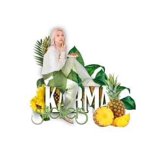 🦍 e2f38647 Karma Stickers mulher, abacaxi, girassol, tropical, folhas, carma, adesivos telegram sticker