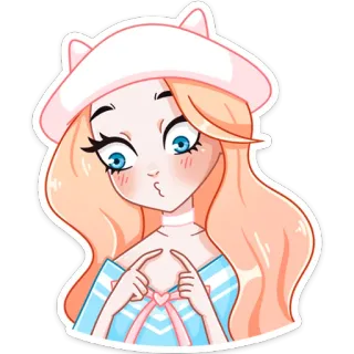 🥺 e6e63504 Anime, Cartoon, Meisje, Schattig, Sticker, Roze, Kattenhoed telegram sticker