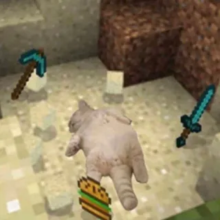 🌷 081f3bdf Minecraft minecraft, video game, cat, pickaxe, sword, burger, block, animal telegram sticker