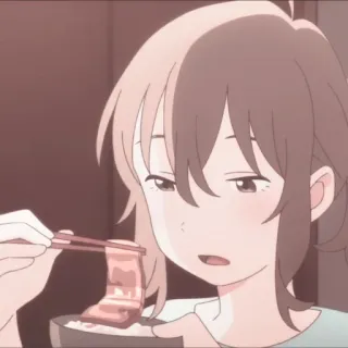 🌷 b2245179 アニメ, 食べる, 食べ物, 箸, 女の子, アニメーション telegram sticker