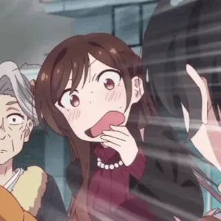 🍫 098c7812 Chizuru Ichinose Rent-A-Girlfriend 애니메이션, 놀람, 충격받은, 충격, 여자, 렌탈여친, 치즈루 whatsapp sticker